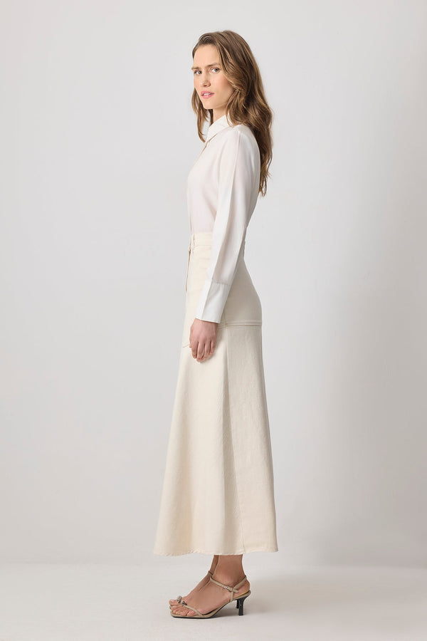 Touché Privé - Asymmetric Maxi Denim Skirt