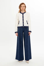 Load image into Gallery viewer, Gizia - Ecru set with Crew Neck Jacket and Pleated Pants