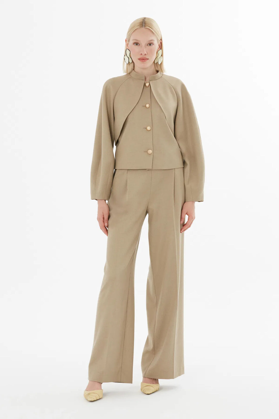 Gizia - Buttoned Jacket and Palazzo Trousers