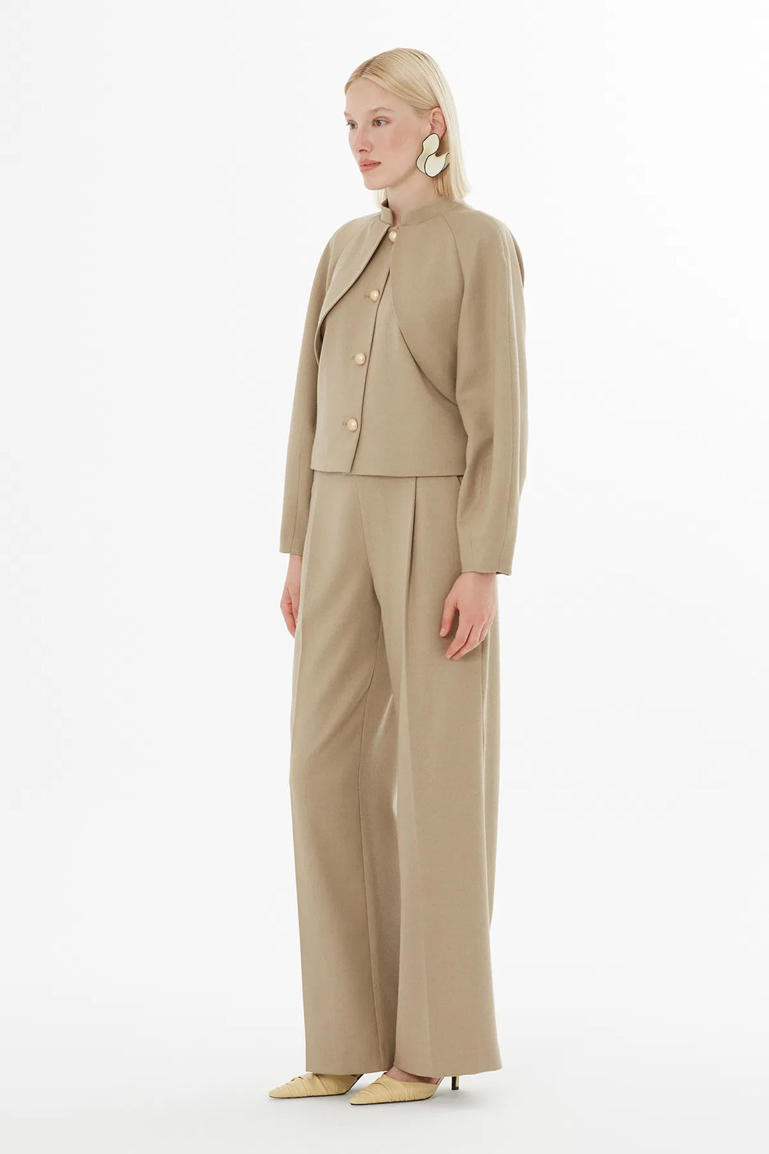 Gizia - Buttoned Jacket and Palazzo Trousers