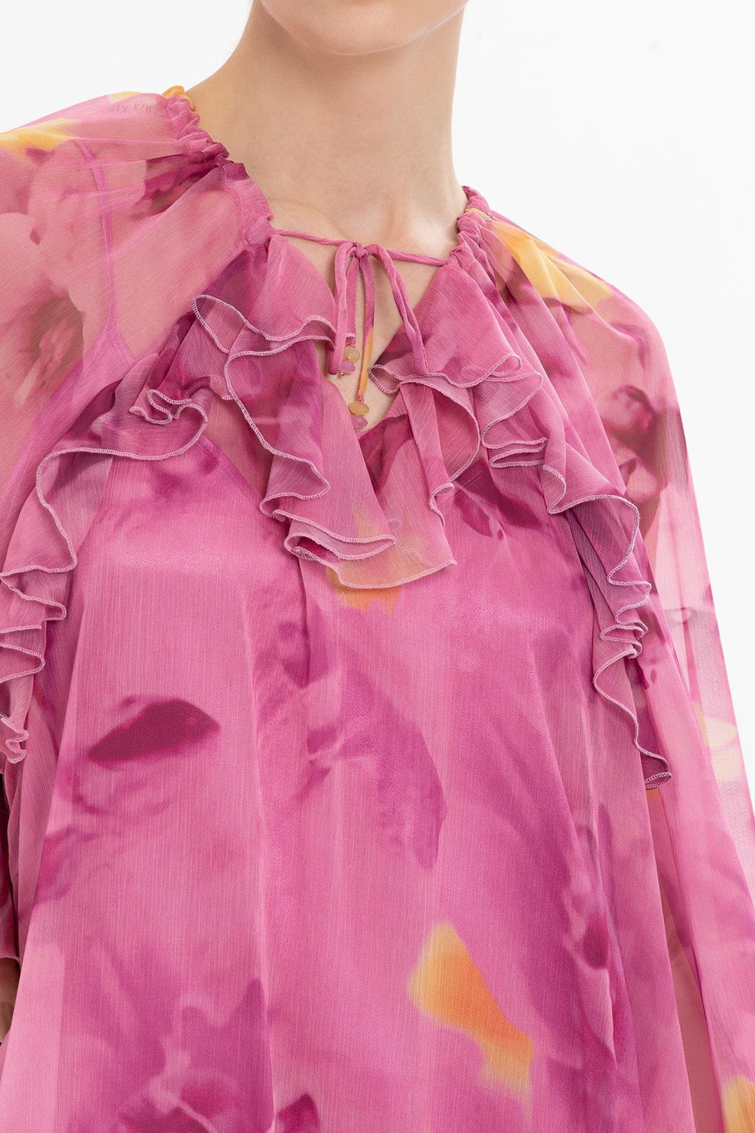 KIWE - Ruffled Chiffon Pink Dress